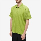 Homme Plissé Issey Miyake Men's Pleated Polo Shirt in Leaf Green