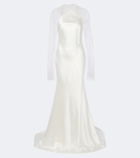 Danielle Frankel Bridal Mari caped wool and silk gown
