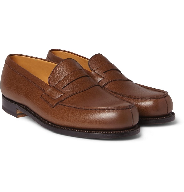 Photo: J.M. Weston - 180 The Moccasin Grained-Leather Loafers - Brown
