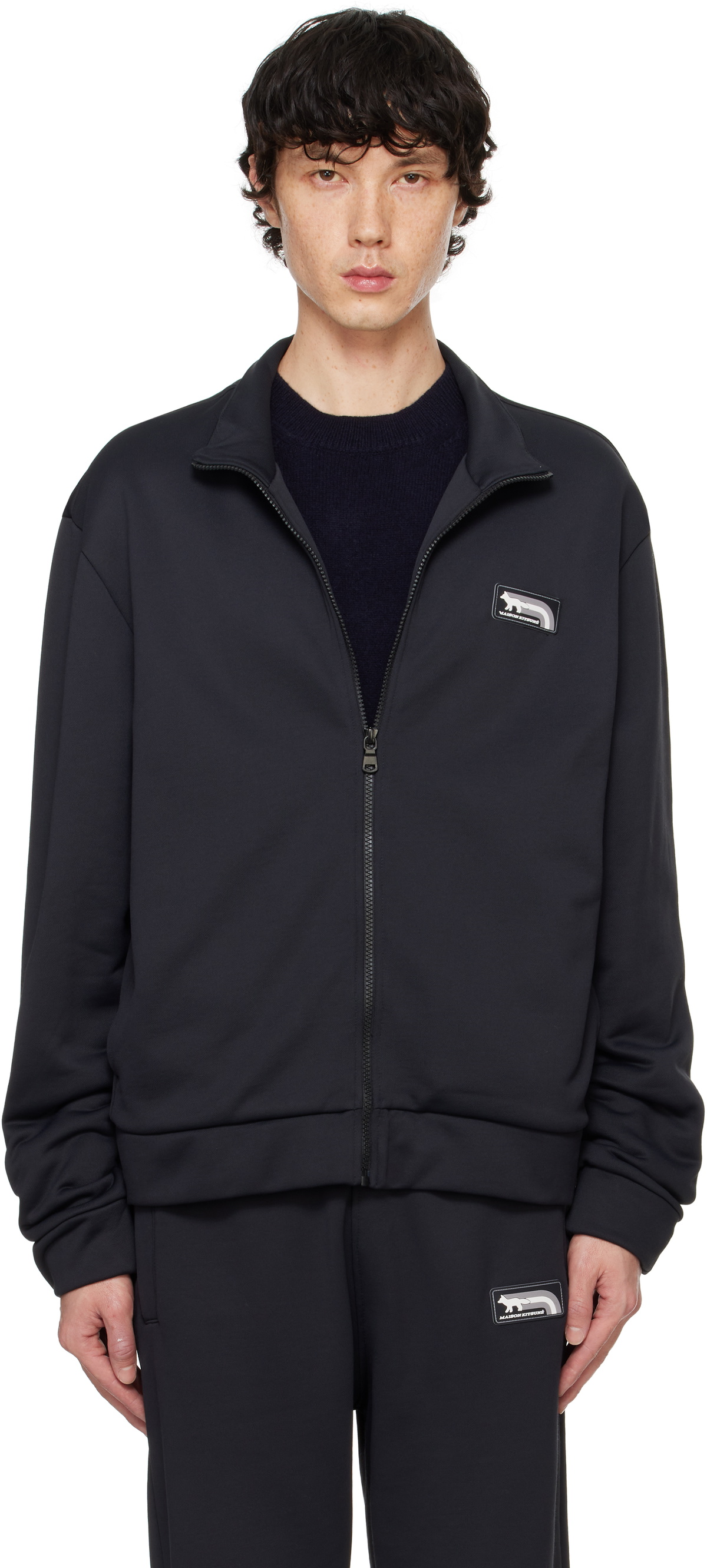 トップス MAISON KITSUNE FLASH FOX TRACK JACKET(L) Maison Kitsuné Black Flash Fox Track Jacket Maison Kitsune