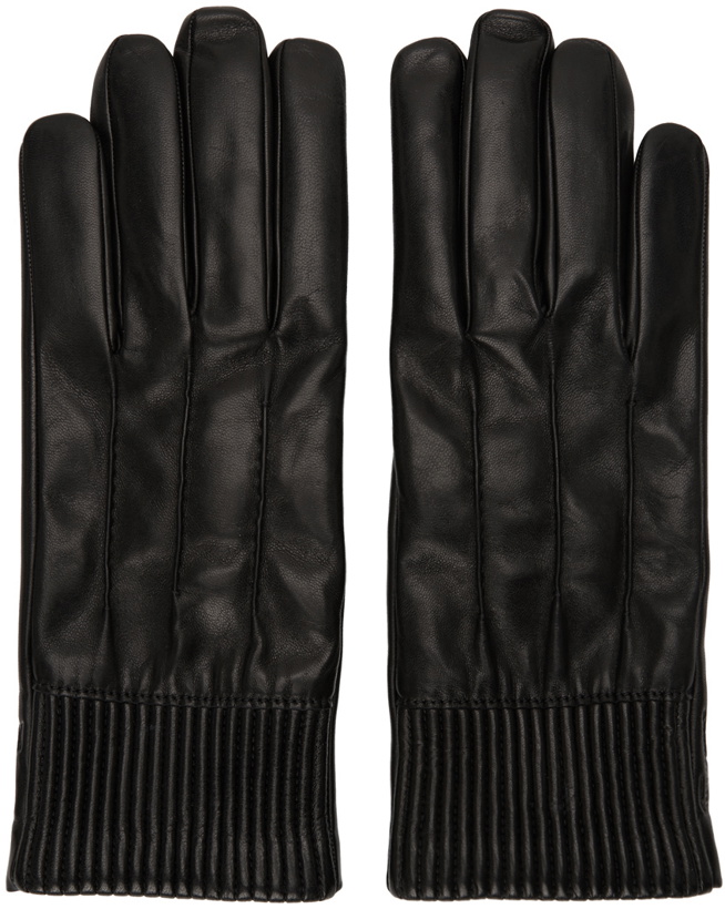 Photo: Salvatore Ferragamo Black Nappa Lined Gloves