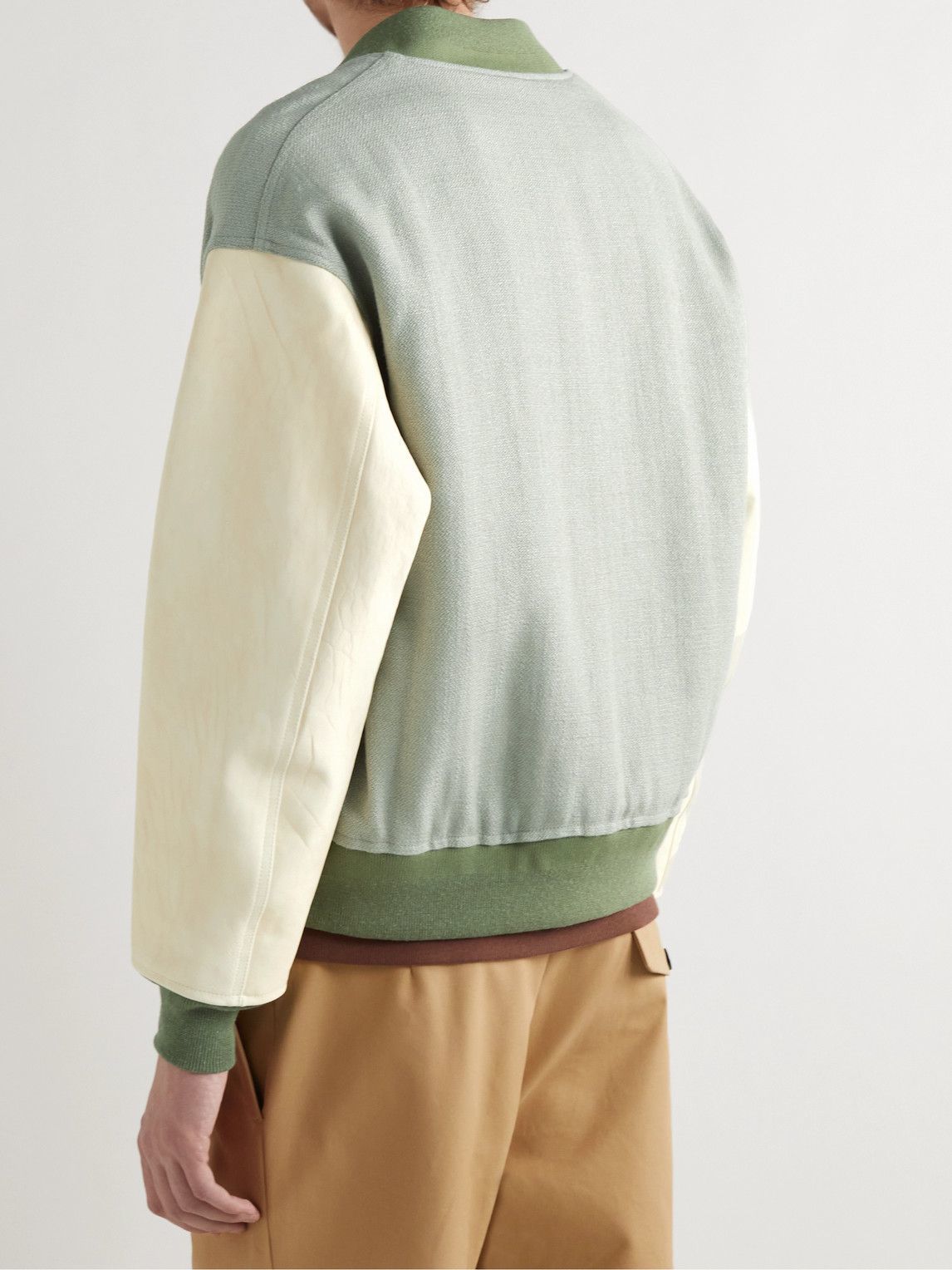 Douglas Stadium Satin Bomber Jacket in Green - Visvim