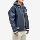 Avirex Men's Icon Leather Jacket in Navy Blue