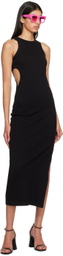 MSGM Black Cutout Midi Dress