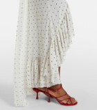 Self-Portrait Lace-trimmed polka-dot maxi dress