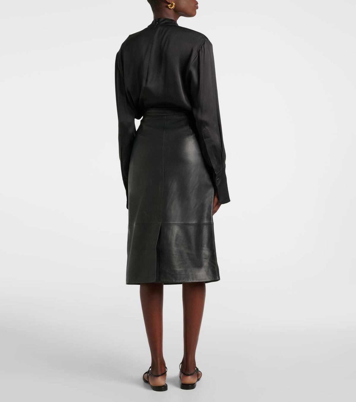 Yves Salomon Leather midi skirt