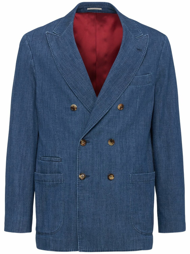 Photo: BRUNELLO CUCINELLI Double Breast Denim Blazer