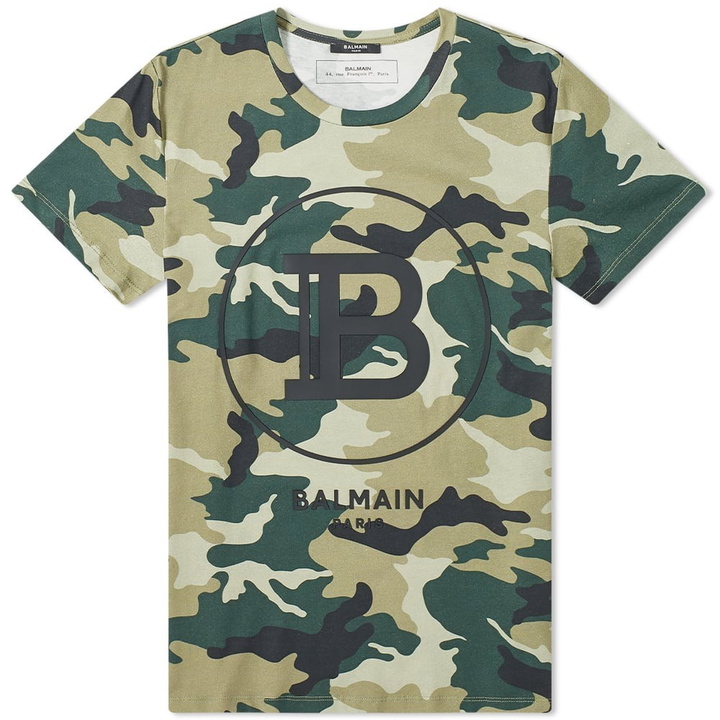 Photo: Balmain B Logo Camo Tee