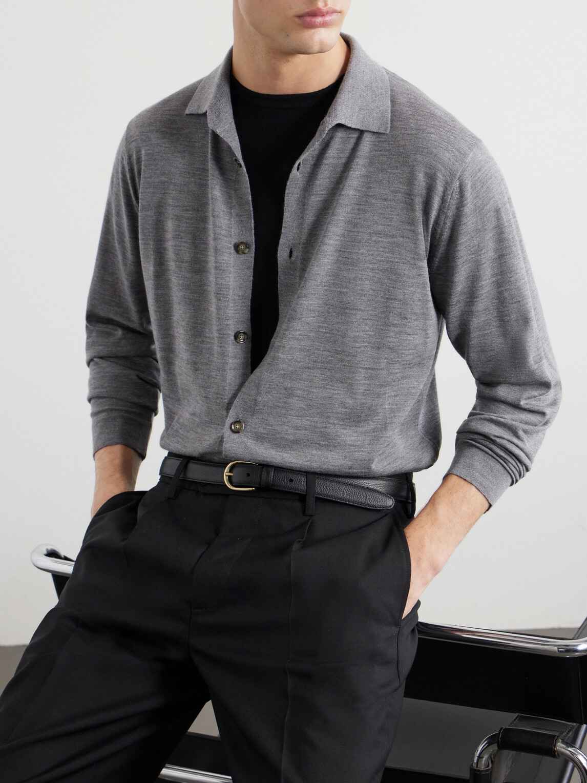 Lardini - Virgin Wool Polo Shirt - Gray