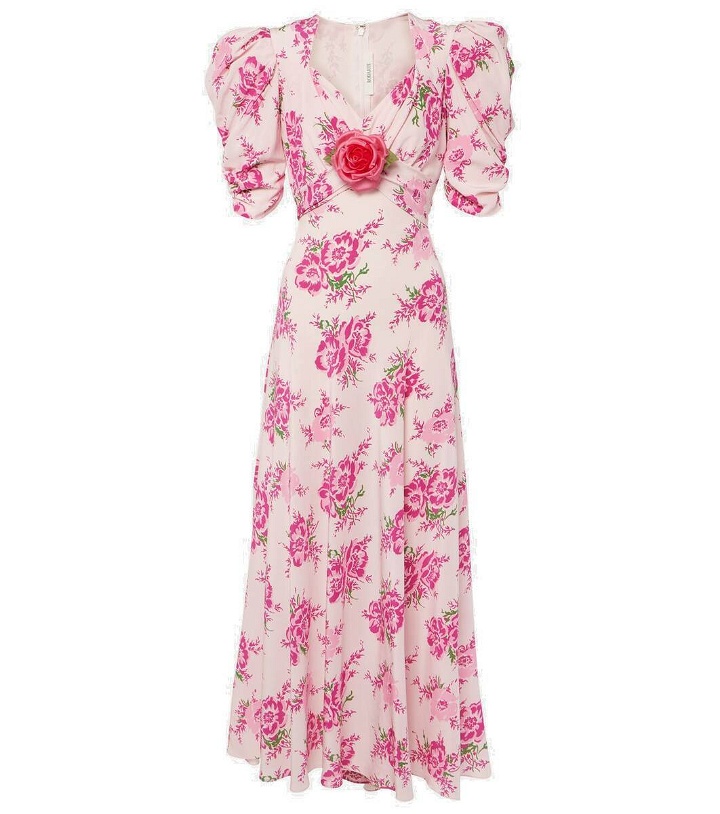 Photo: Rodarte Floral-appliqué puff-sleeve silk gown