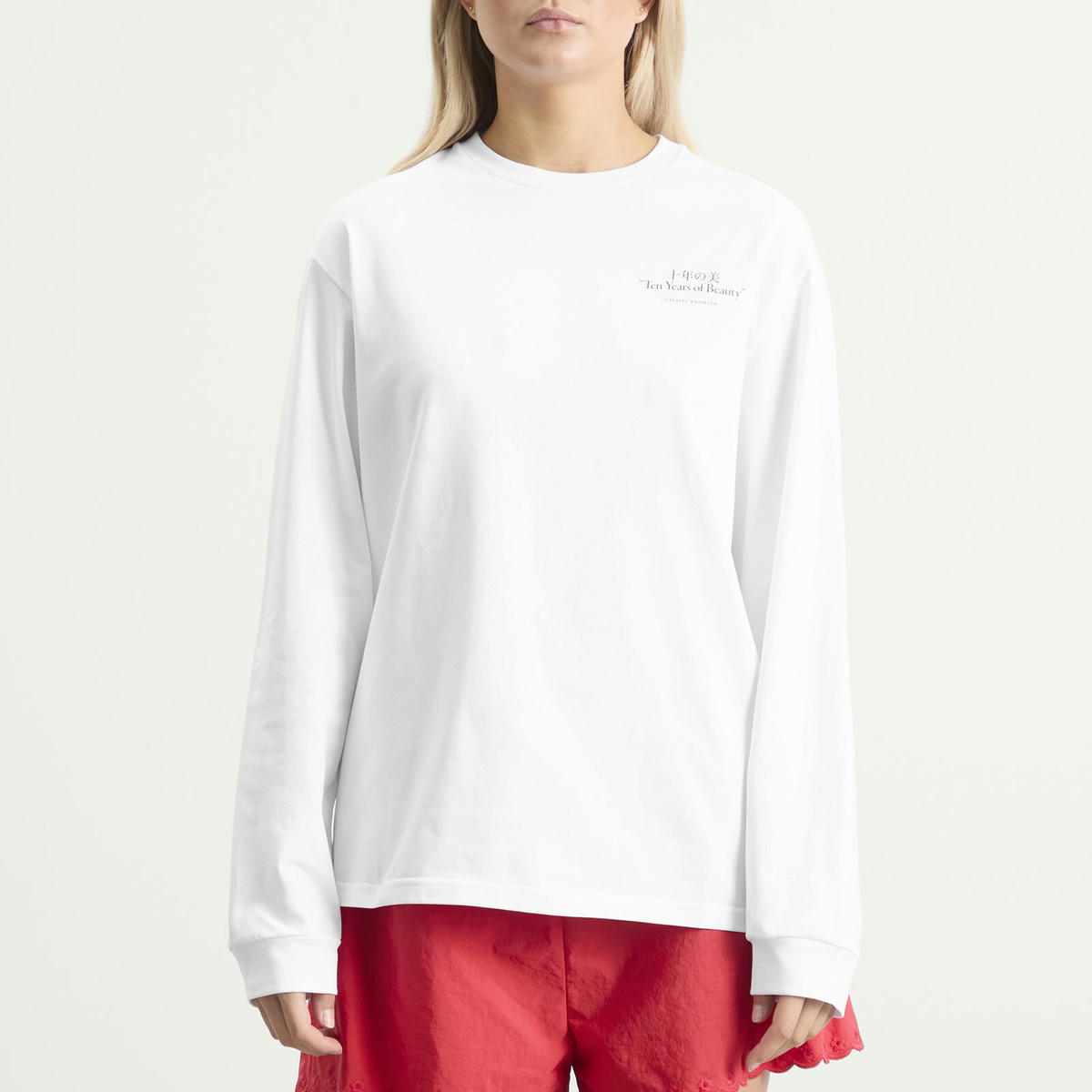Cecilie Bahnsen Women's Lily Long Sleeve T-Shirt in White/Red