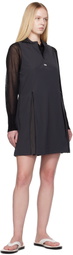 AMOMENTO Gray Nylon Hooded Minidress
