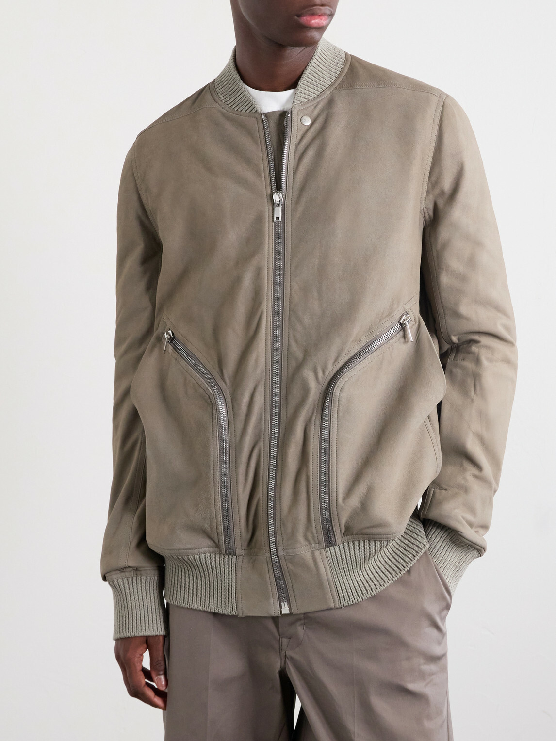 Rick Owens - Bauhaus Leather Zip-Up Flight Jacket - Gray