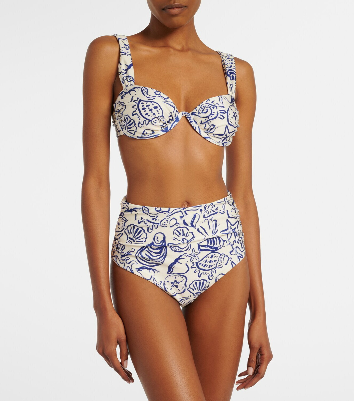Simkhai Teya ruched printed bikini bottoms