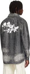 KUSIKOHC Black Printed Leather Shirt Jacket