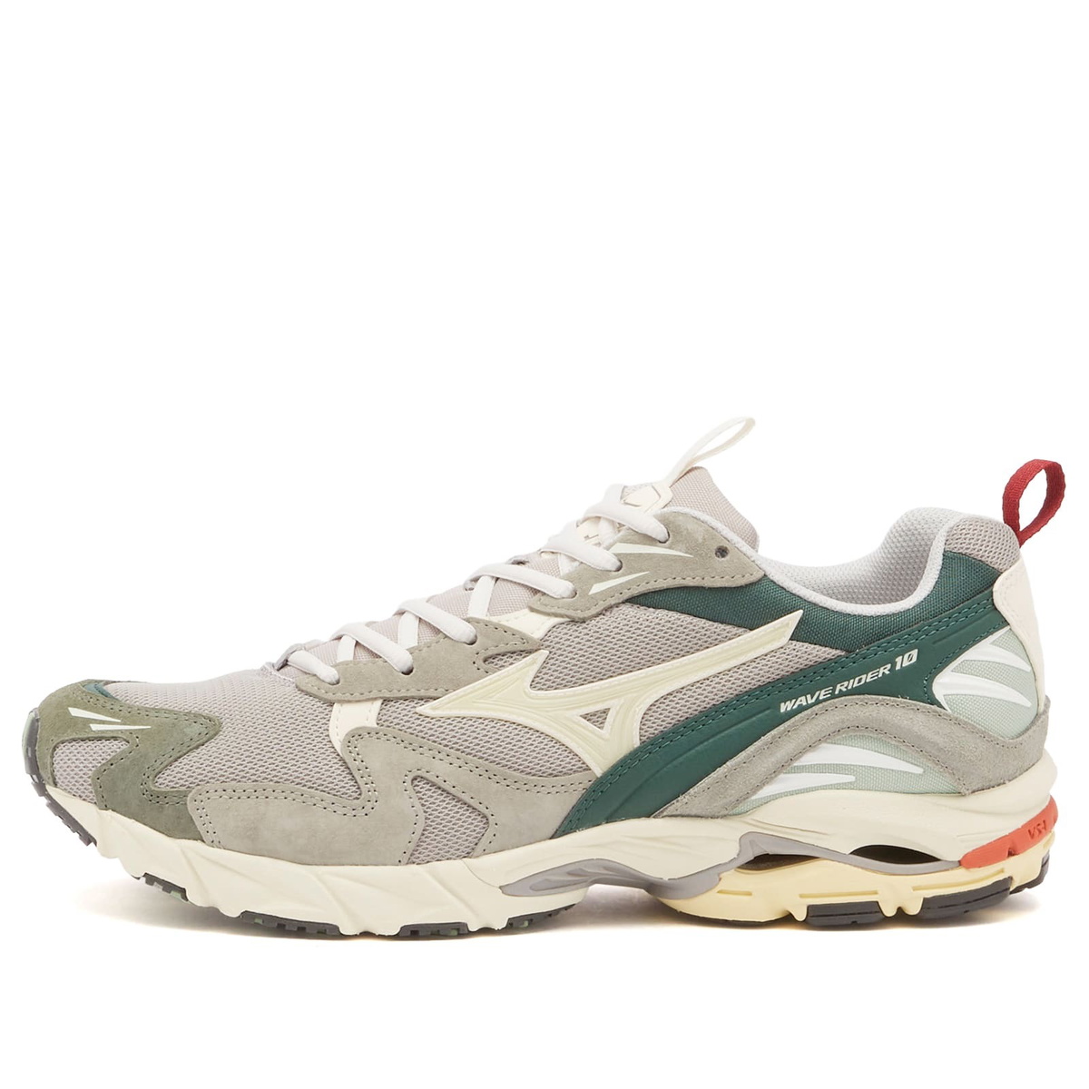 山水115 Mizuno Men's Wave Rider 10 Premium in Opal Grey/Pristine