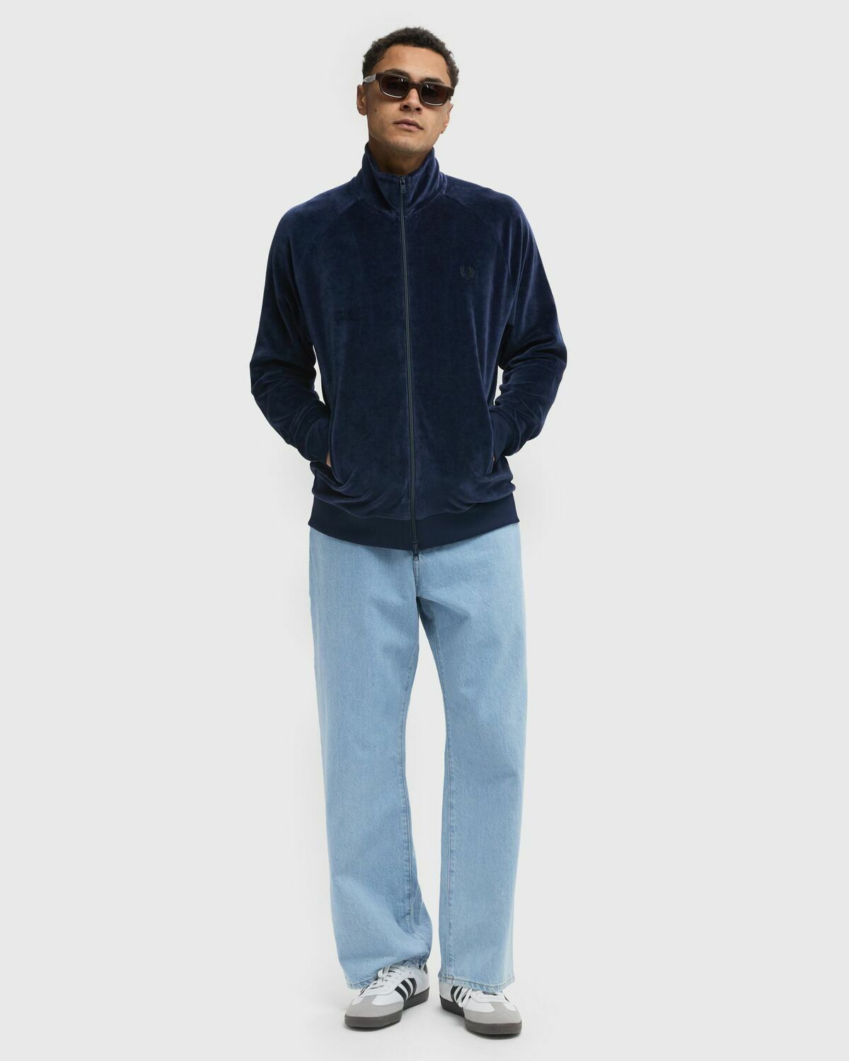 豪華 JACKET TRACK VELOUR Perry Fred Blue Perry Fred Men ジャケット・アウター