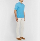 Kiton - Slim-Fit Waffle-Knit Cotton Polo Shirt - Blue