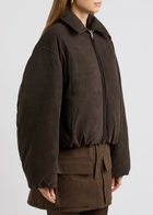 Aexae Padded Suede Bomber Jacket Brown