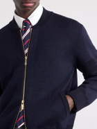 Thom Browne - Striped Wool, Linen and Cotton-Blend Zip-Up Cardigan - Blue