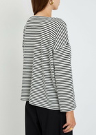 Eileen Fisher Striped Cotton-knit top Black And White