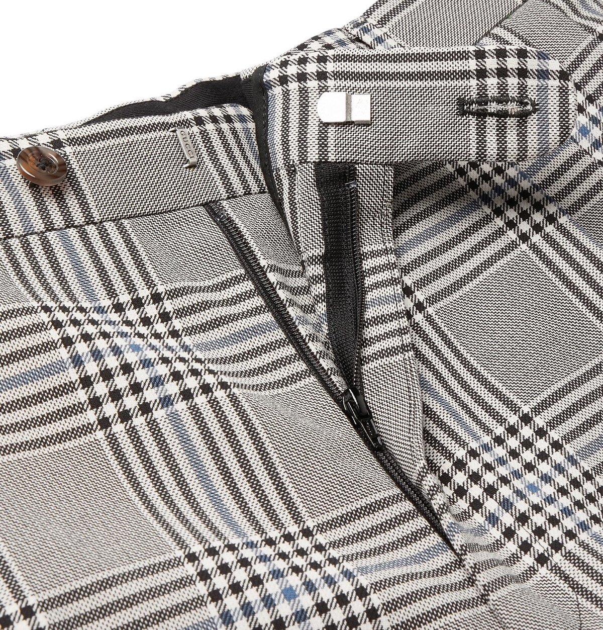 Gucci - Grey Pleated Prince of Wales Checked Cotton Trousers - Gray