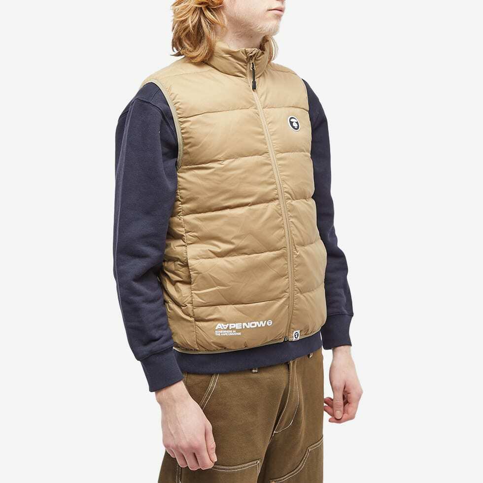 AAPE Men's Now Lightweight Down Vest in Beige AAPE by A Bathing Ape