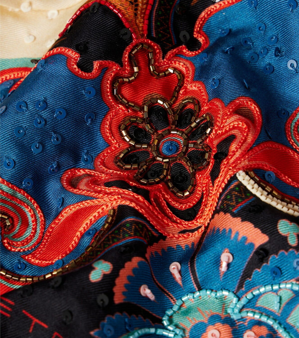 Etro Embellished printed silk scarf