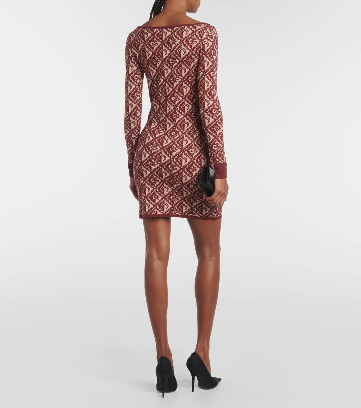 Marine Serre Moon Diamant jacquard wool-blend minidress