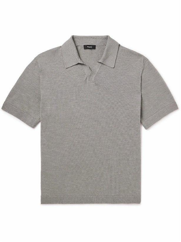 Photo: Theory - Brenan Linen-Blend Jersey Polo Shirt - Gray