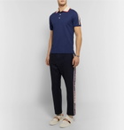 Gucci - Webbing-Trimmed Stretch-Cotton Piqué Polo Shirt - Men - Navy