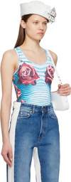 Jean Paul Gaultier Blue & Red Flower Body Morphing Bodysuit