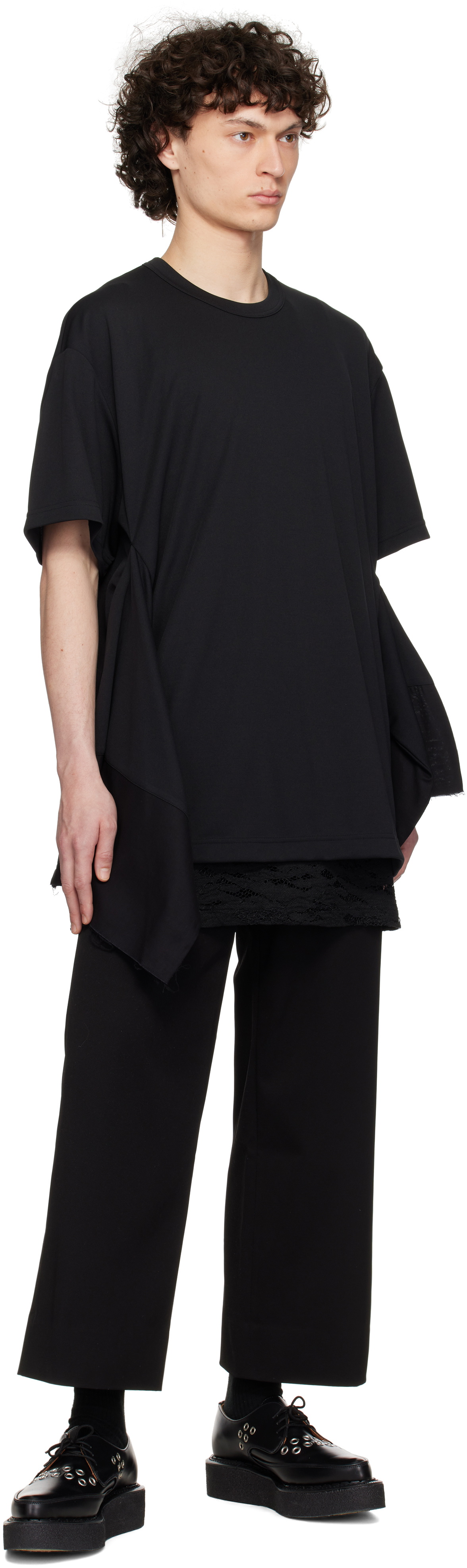 Comme des Garçons Homme Plus Black Polyester Piqué T-shirt