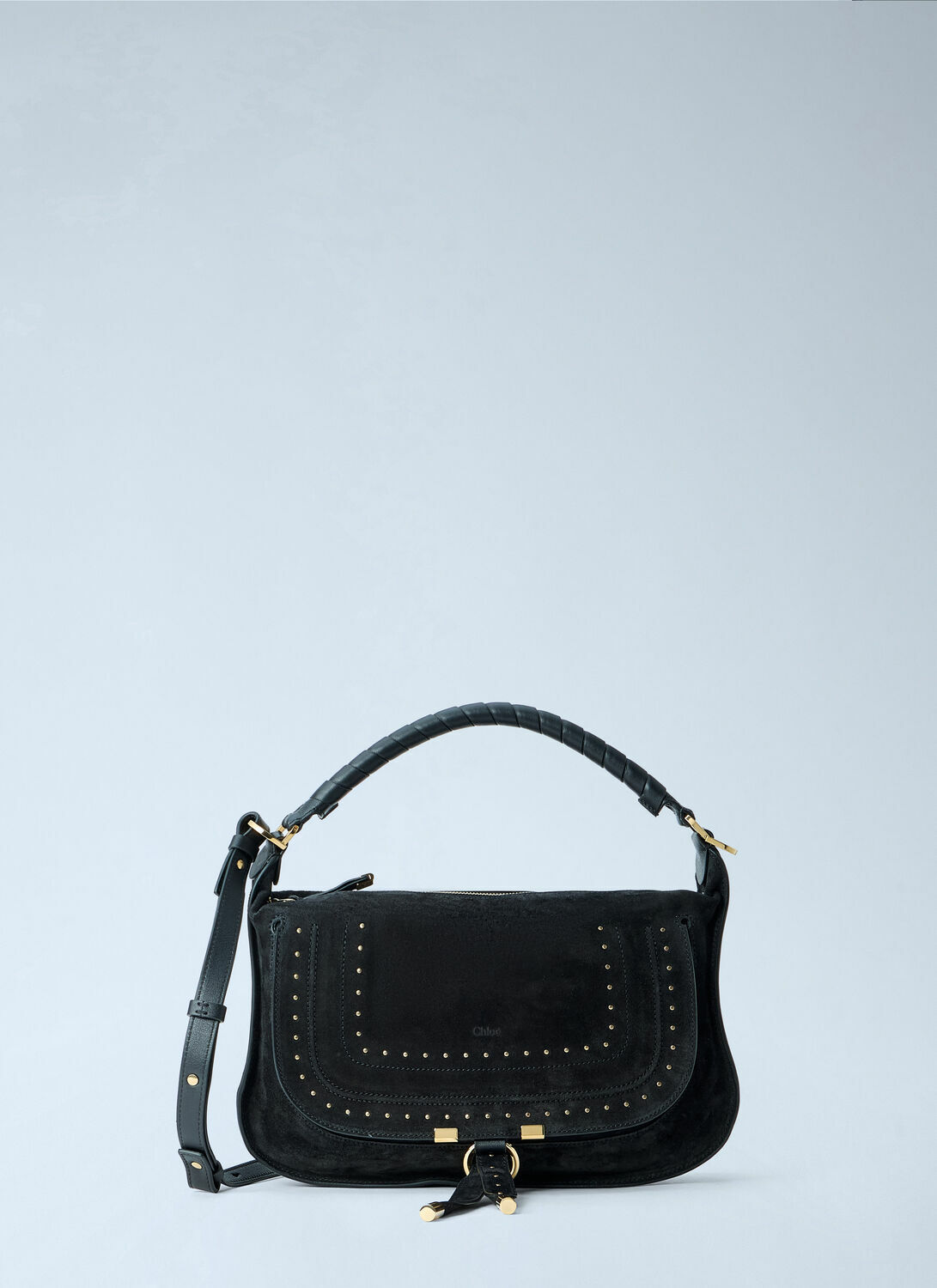 Chloé Marcie Medium Studded Suede Shoulder Bag