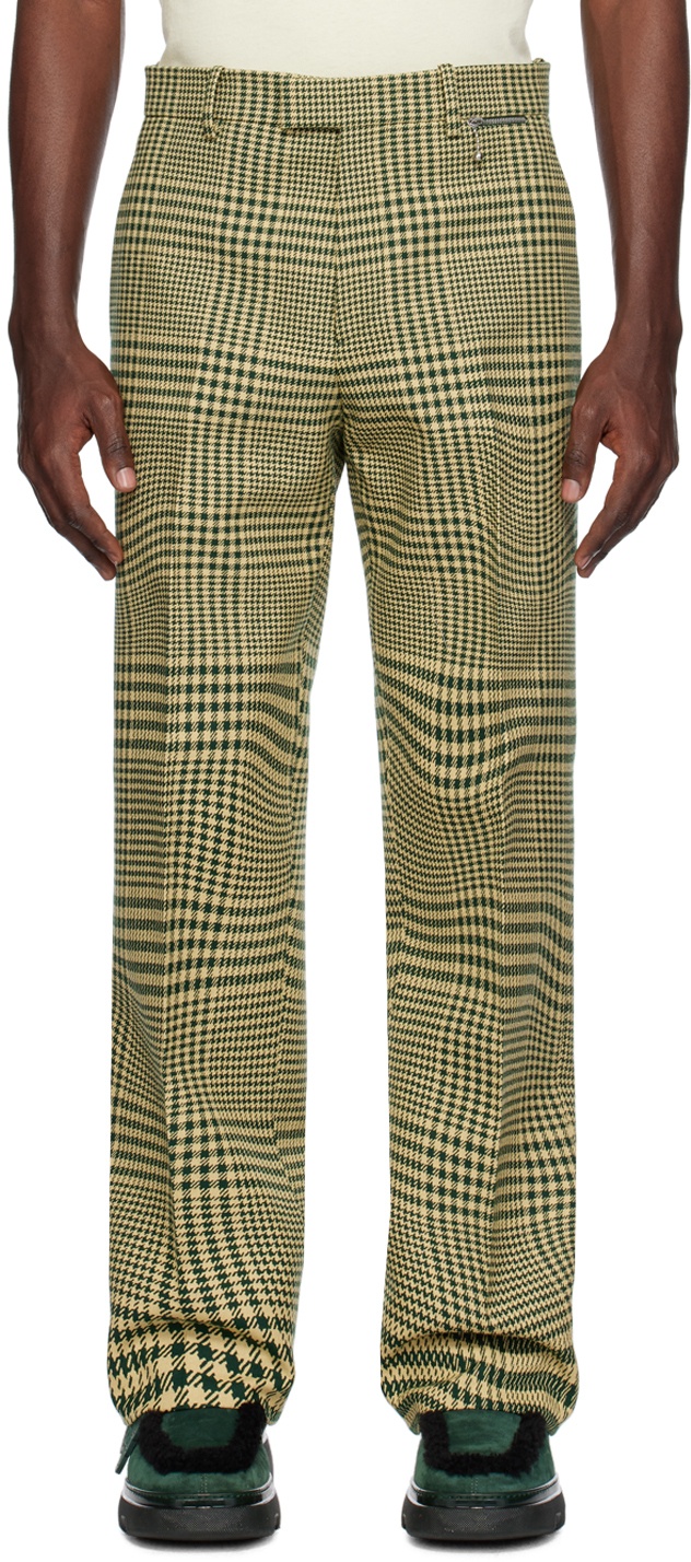 Photo: Burberry Green Warped Houndstooth Trousers