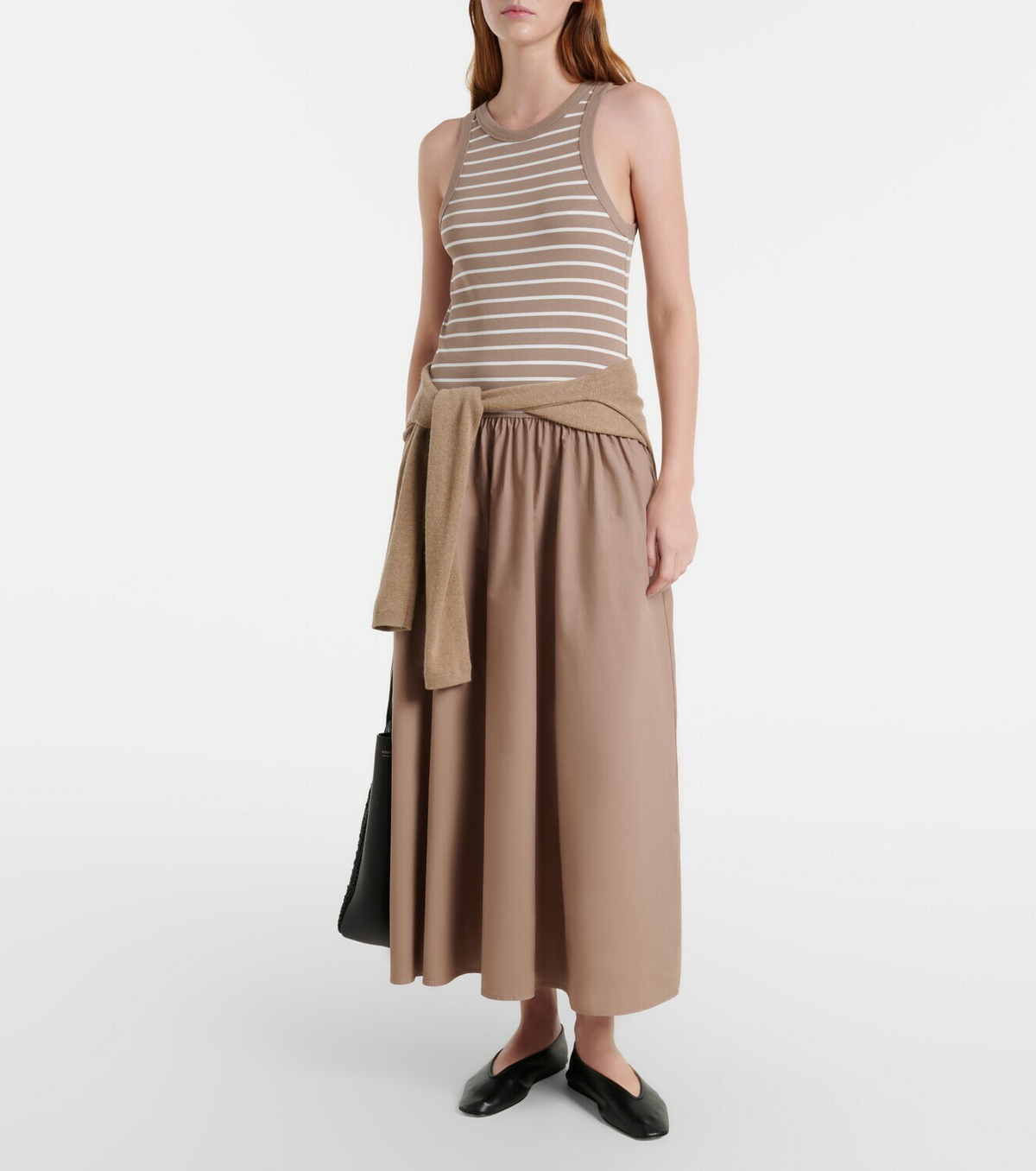 Velvet Romina striped cotton-blend midi dress