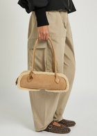 Alaïa Le Teckle Medium Shearling-trimmed Suede Shoulder bag - Camel - One Size