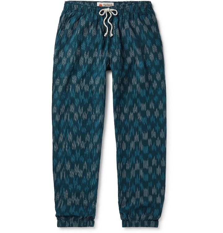 Photo: Mollusk - Jeffrey Slim-Fit Cotton-Jacquard Drawstring Trousers - Blue