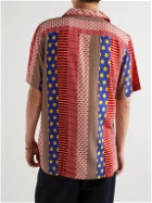 OAS - Mixtape Camp-Collar Printed Woven Shirt - Red