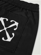 Off-White - Straight-Leg Mid-Length Logo-Print Swim Shorts - Black