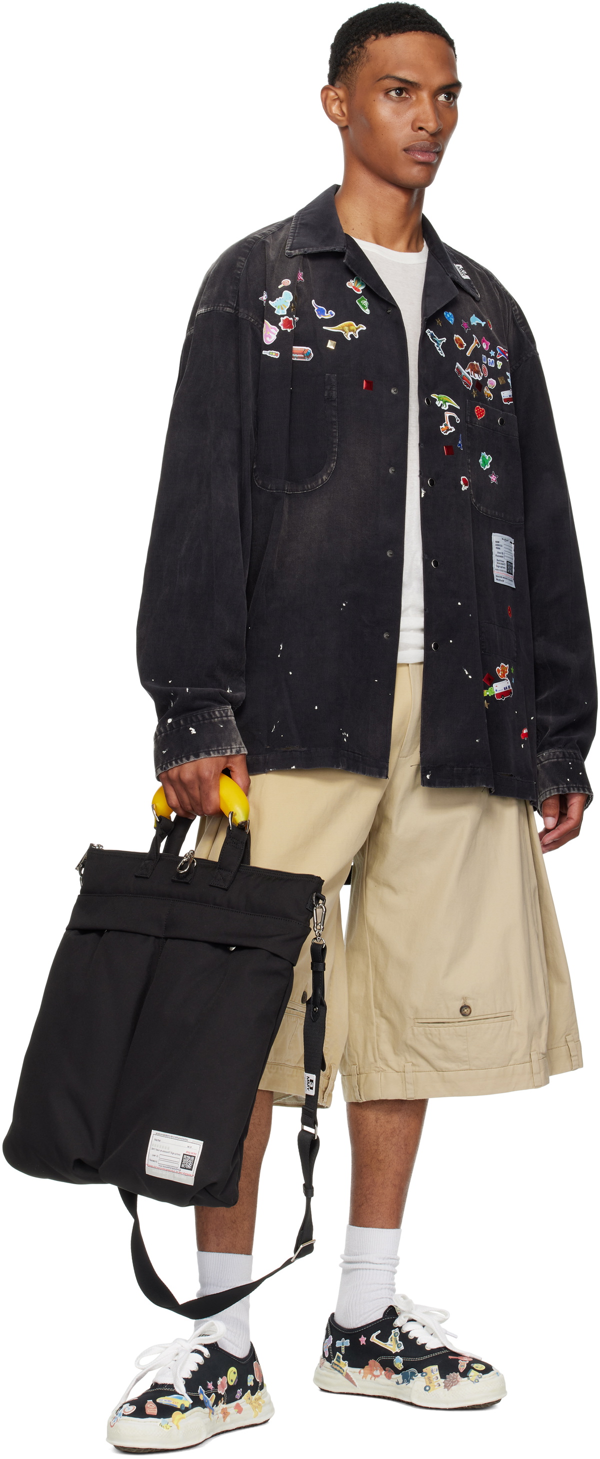 Maison MIHARA YASUHIRO Black Toy Banana Handle Helmet Bag