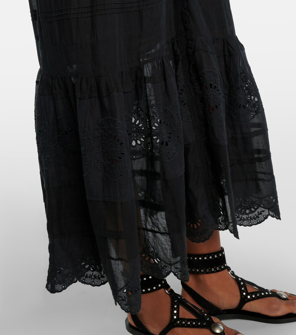 Marant Etoile Daniva lace-trimmed cotton midi dress
