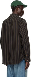 Uniform Bridge Black & Brown Striped Shirt