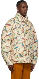 Kenzo Beige Down Tapestry Of Birds Jacket