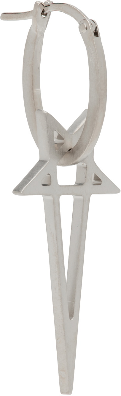 Rick Owens Silver Porterville Pentagram Single Earring