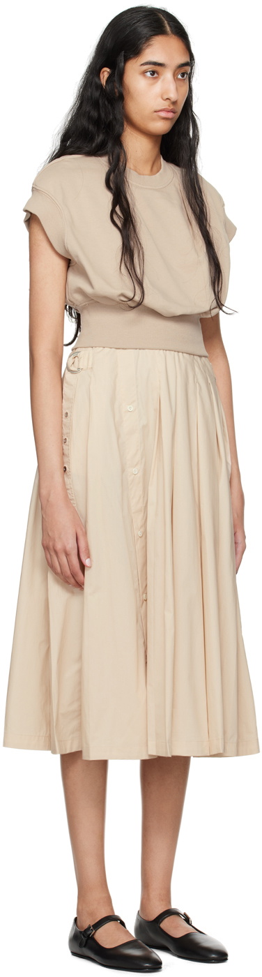 【3.1 Phillip Lim】Sweatshirt Combo ミディアムワンピース 3.1 Phillip Lim Beige Sweatshirt Combo Midi Dress 3.1