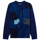 Blue Blue Japan Men's Patchwork Long Sleeve T-Shirt in Indigo