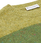 JW Anderson - Logo-Embroidered Striped Wool and Mohair-Blend Sweater - Green