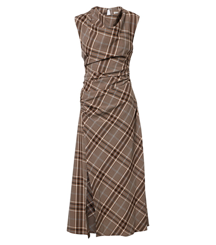 Photo: Simkhai Burke draped plaid midi dress