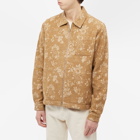 YMC Men's Bowie Floral Jaquard Zip Overshirt in Tan
